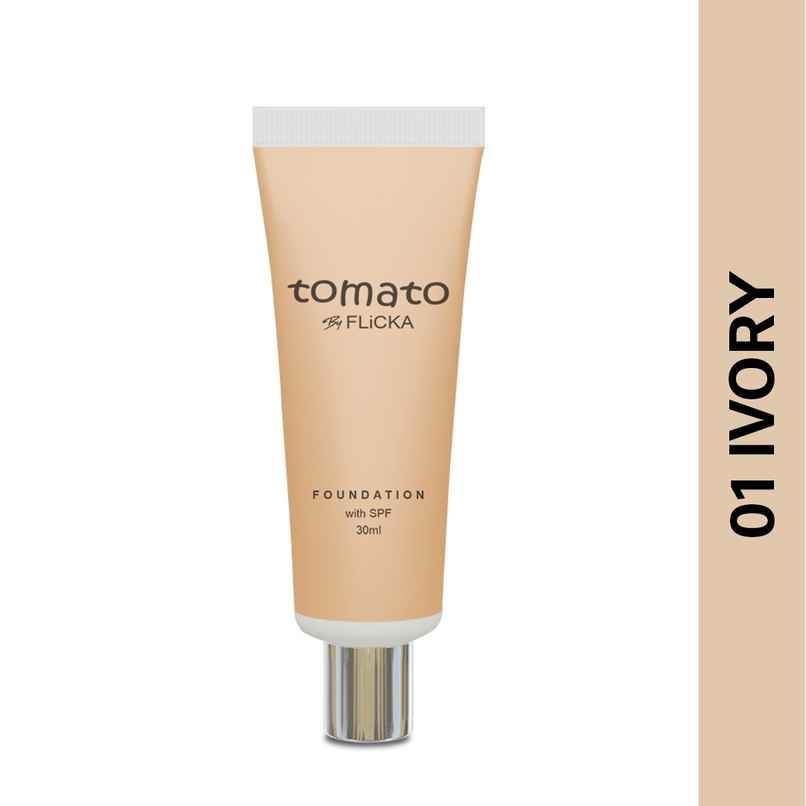 Flicka Tomato Liquid Foundation for Face Makeup | 01 Ivory Flicka Tomato Liquid Foundation for Face Makeup | 01 Ivory