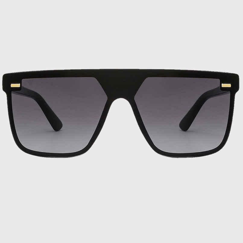 Vincent Chase By Lenskart Unisex Solid Polycarbonate Square Sunglasses | Black - L