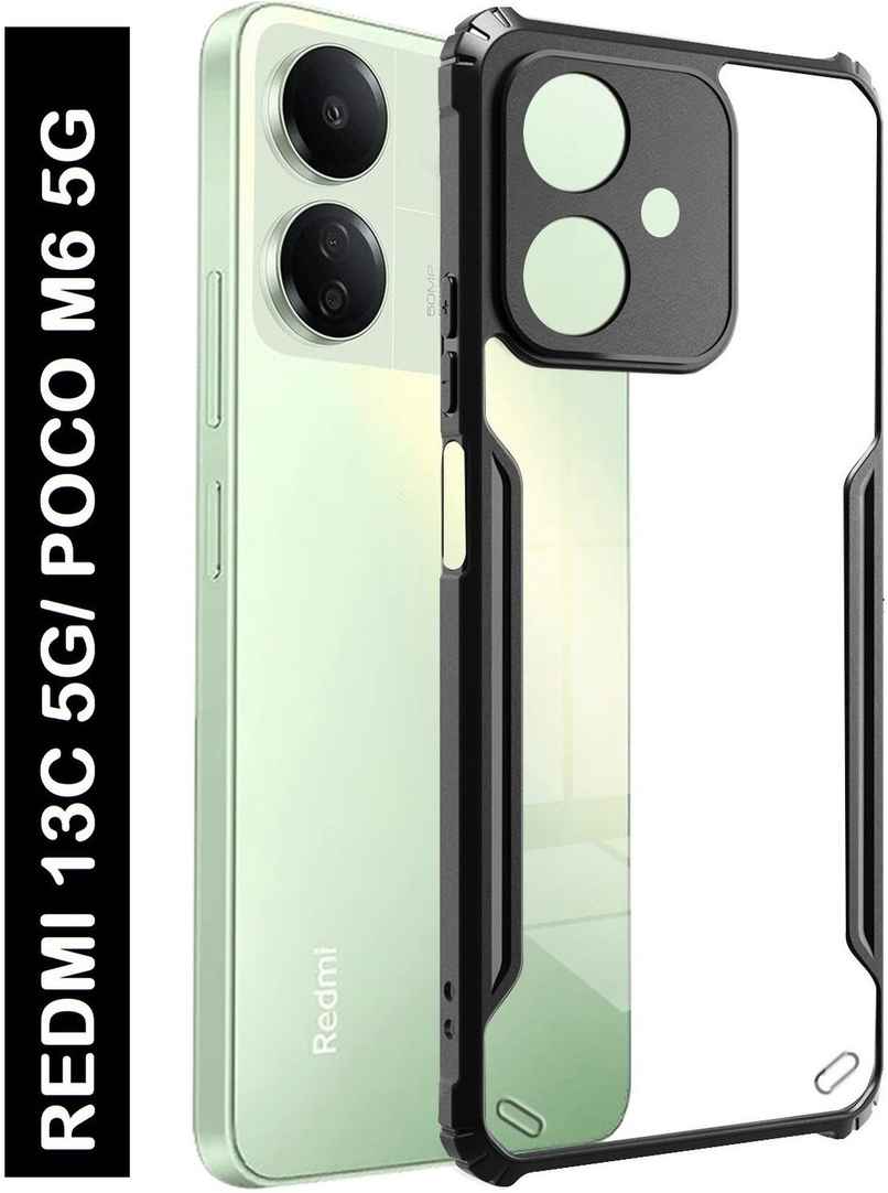 Kwine Case Redmi 13C 5G / Poco M6 5G Back Cover - Black Bordered Transparent Case