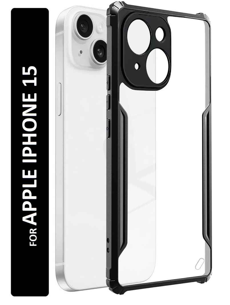 Kwine Case Apple Iphone 15 Back Cover - Black Bordered Transparent Case