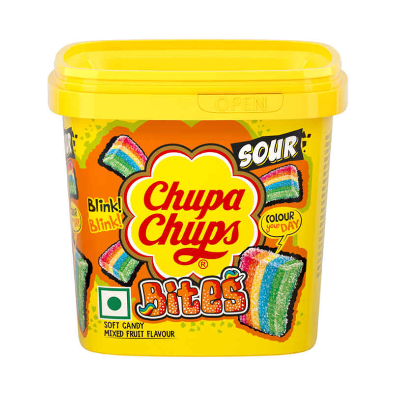 Chupa Chups Sour Bites Tub, Mix Fruit Flavour Soft Candy