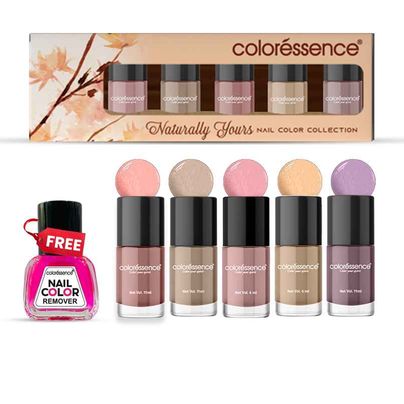 Coloressence Nail Paint Kit | Free Nail Paint Remover | Naturally Yours | Multicolour