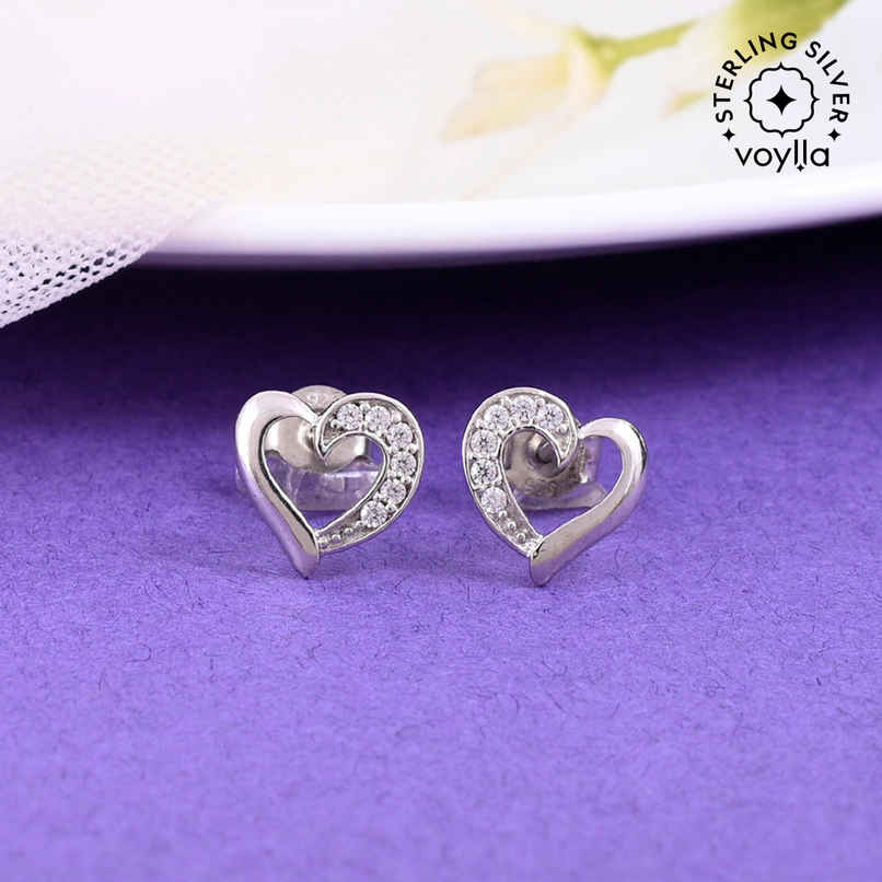 Voylla 925 Sterling Silver Heart Shaped Earring