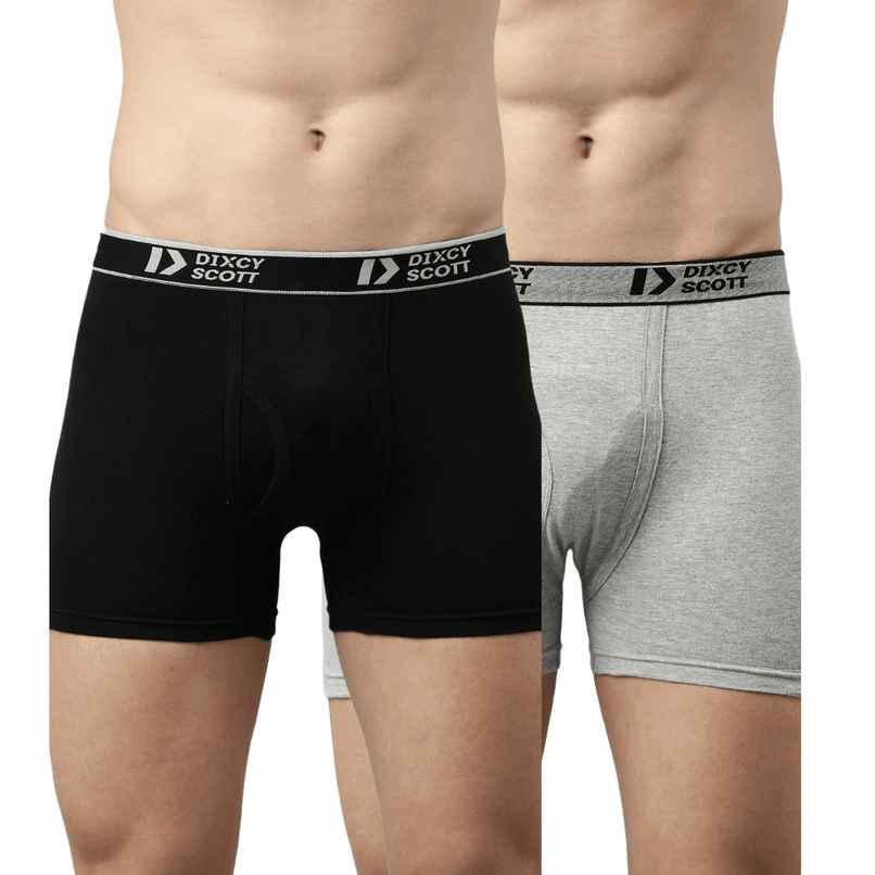 Dixcy Scott Men's 100% Combed Cotton Outer Elastic Waitband Long Trunk | Multicolour - 2XL