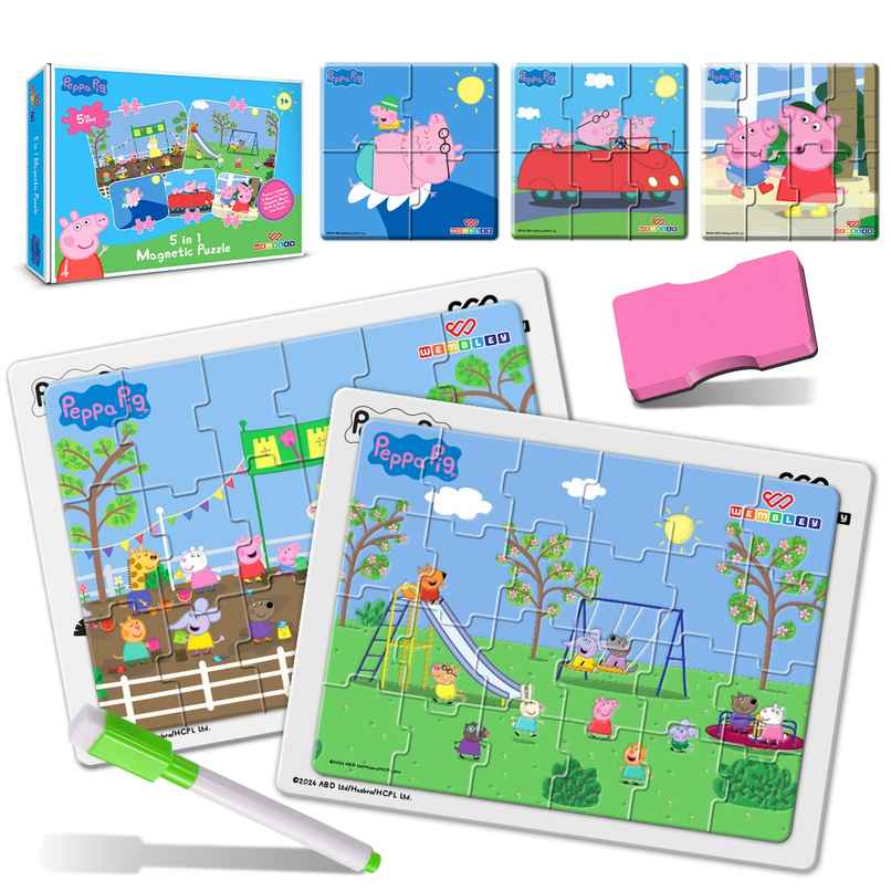 Wembley Peppa Pig - 5 in 1 Jigsaw Magnetic Puzzle for Kids Learning DIY Creative Activity Set