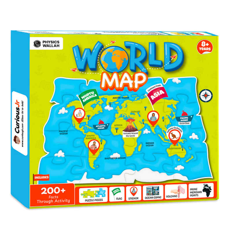 Physics Wallah World Map Puzzle Kit For Kids 8 To 15 Years