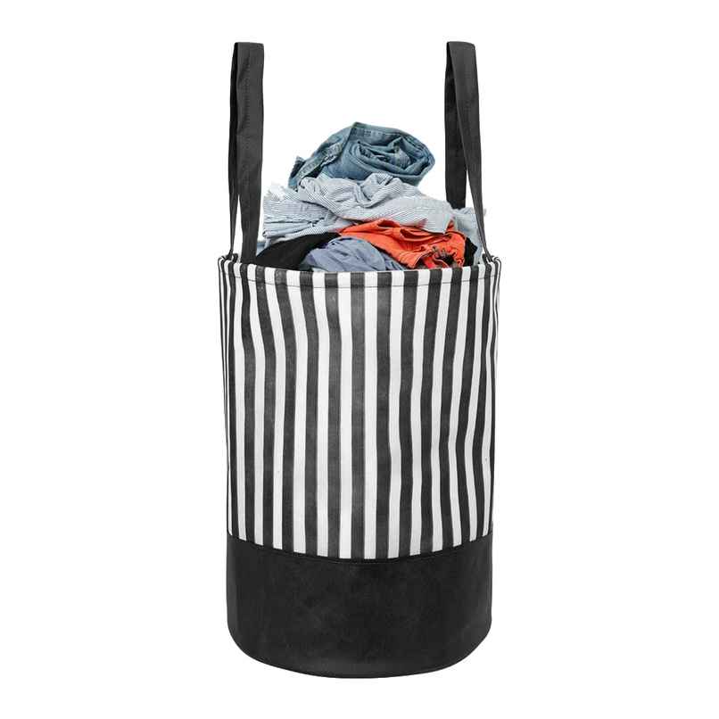 Prettykrafts 45 Ltr Folding Laundry Basket For Clothes, Freestanding Laundry Hamper,Set Of 1, Black