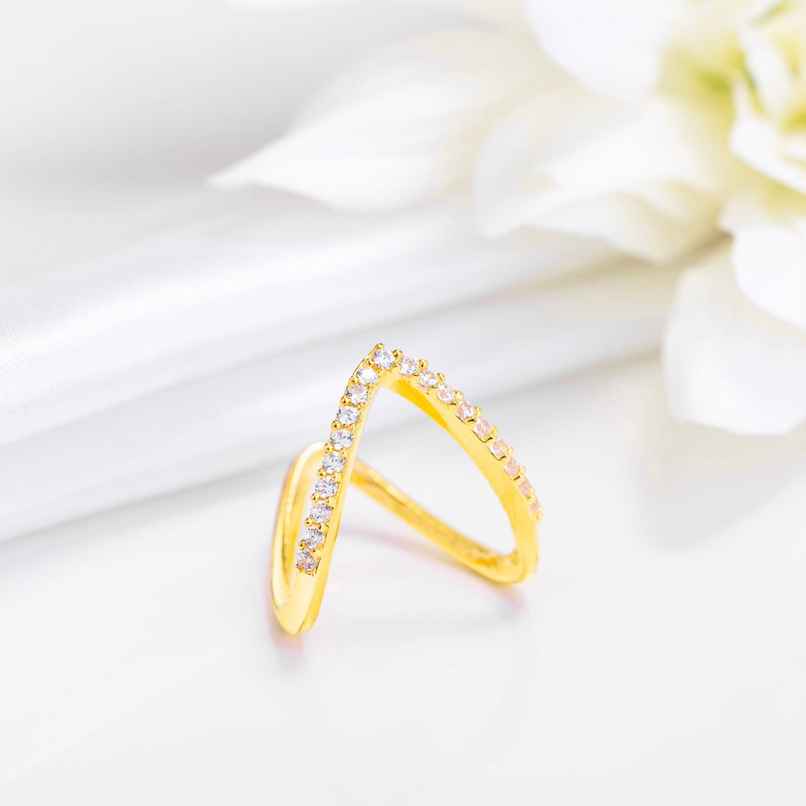 Zavya Abstract CZ Gold Plated 925 Sterling Silver Ring