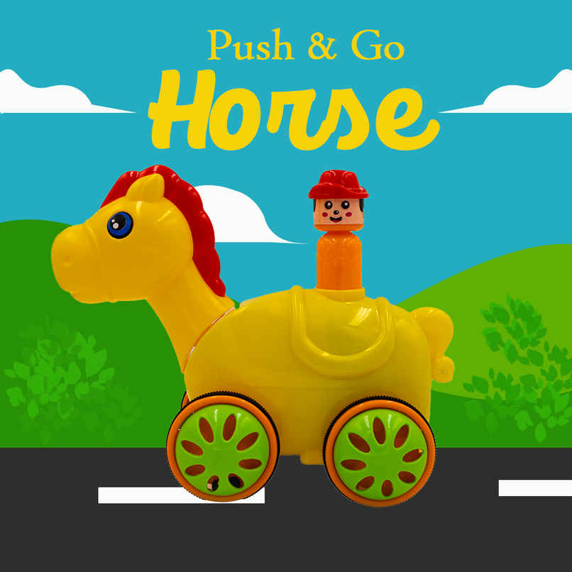 Toybharat Push N Go Horse | Fun Toddler Toy & Birthday Gift - Multicolour | Assorted