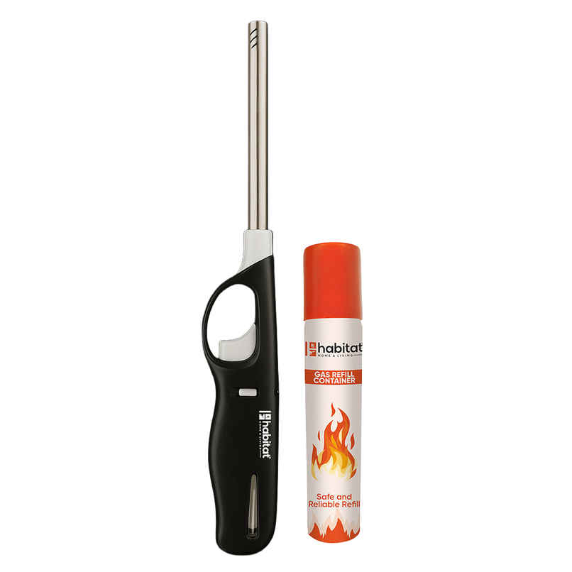 Habitat High Quality Flame Gas Stove Lighter With Refill Pack | Safety Lock | Adjustable Flame