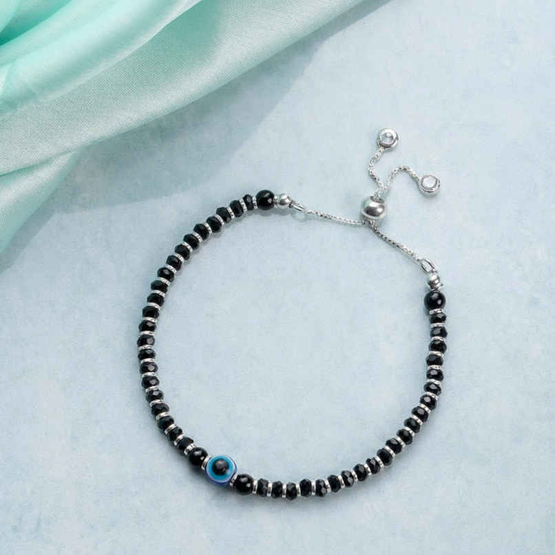 Zavya Evil Eye Rhodium Plated 925 Sterling Silver Nazaria Bracelet