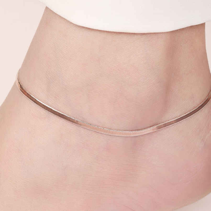 Zavya Weave Rose Gold Plated 925 Sterling Silver Chain Anklet Zavya Weave Rose Gold Plated 925 Sterling Silver Chain Anklet