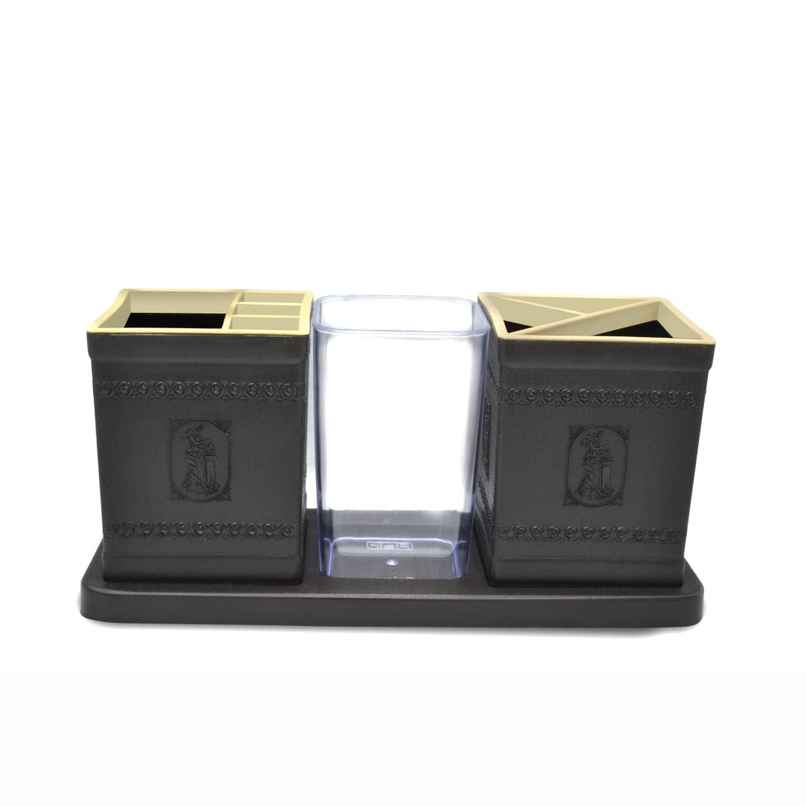 Flair Galaxy Desk Organizer - Brown, 3-Compartment Cutlery Stand Flair Galaxy Desk Organizer - Brown, 3-Compartment Cutlery Stand