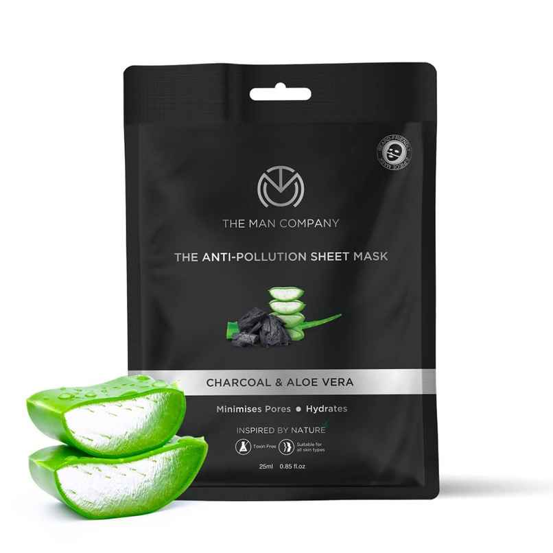 The Man Company Charcoal Face Sheet Mask - Removes Access Oil & Blackheads