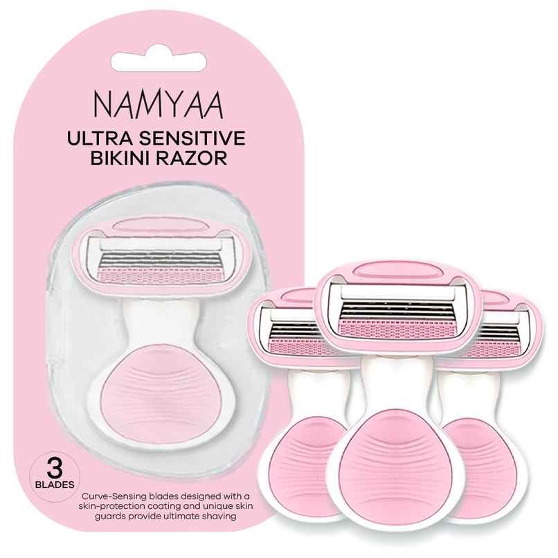 Namyaa Ultra Sensitive Bikini Razor For Women | 3 Blade Precision| Pack Of 3