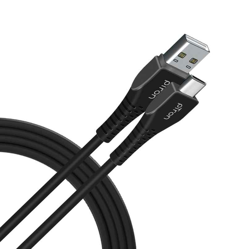 pTron Solero T241 USB-A to Type-C 2.4A Fast Charging Cable compatible with Android Phones/Tablets, 480mbps Data Transfer Speed, Made in India,Tangle-free Type-C USB Cable (Round, 1M) - Black