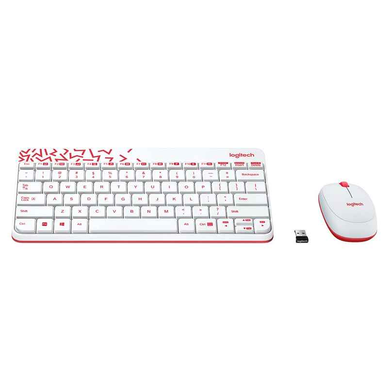Logitech Mk240 Wireless Keyboard And Mouse Combo-White/Red