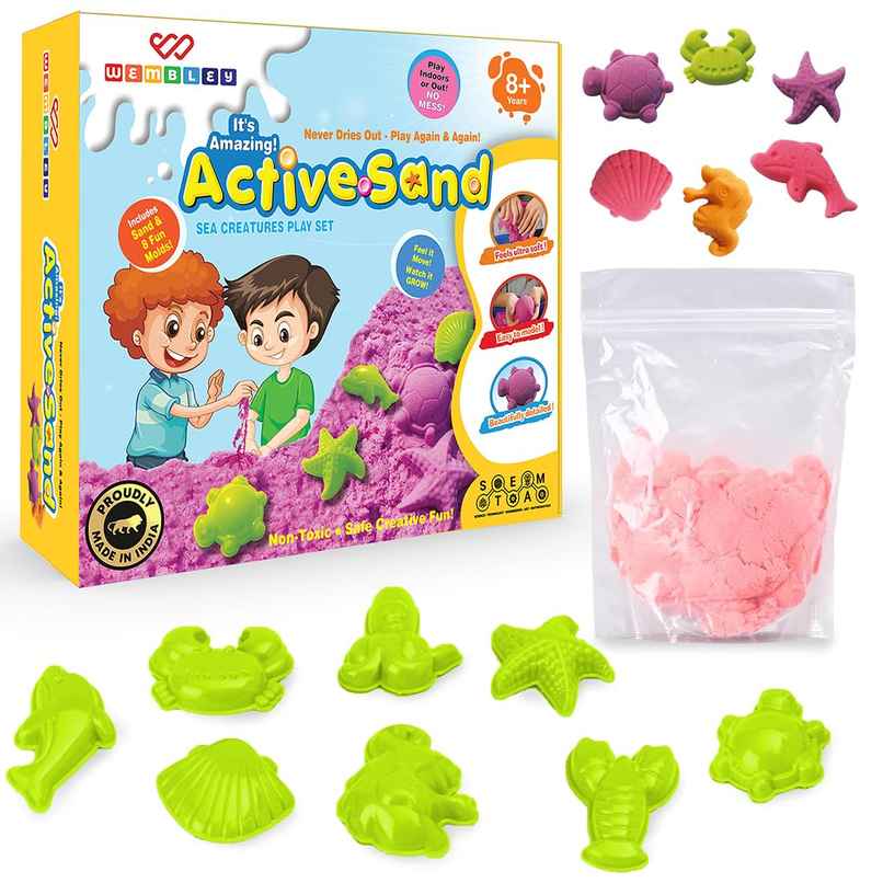 Wembley Active Sand Art For Kids Craft Activity Kit Kinetic Sand For Kids With Moulds