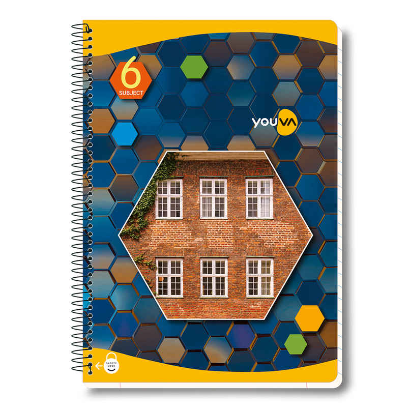 Navneet Youva 6 Subject Book Spiral Bound Single Line Ruled - (20.3 cm x 26.7 cm)