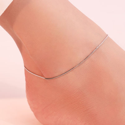 Zavya SolidRhodium Plated 925 Sterling Silver Chain Anklet
