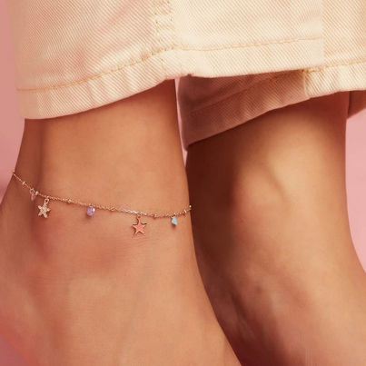 Zavya Star Rose Gold Plated 925 Sterling Silver Chain Anklet
