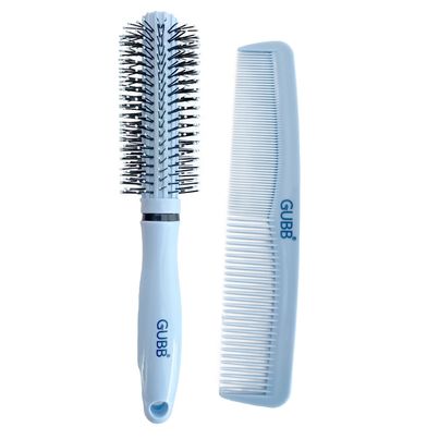 GUBB Grooming Combo Of Round Hair Brush + Hair Comb | Santorini Hues