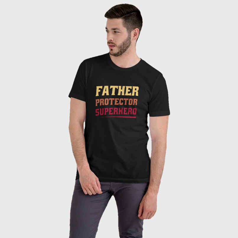 Springman Men's Father's Day Special T-shirt | 100% Cotton FATHERPROPECTOR Graphic Tee | Black - M