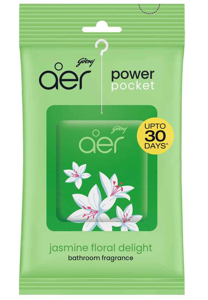 Godrej Aer Power Pocket Bathroom Freshener - Jasmine Floral Delight