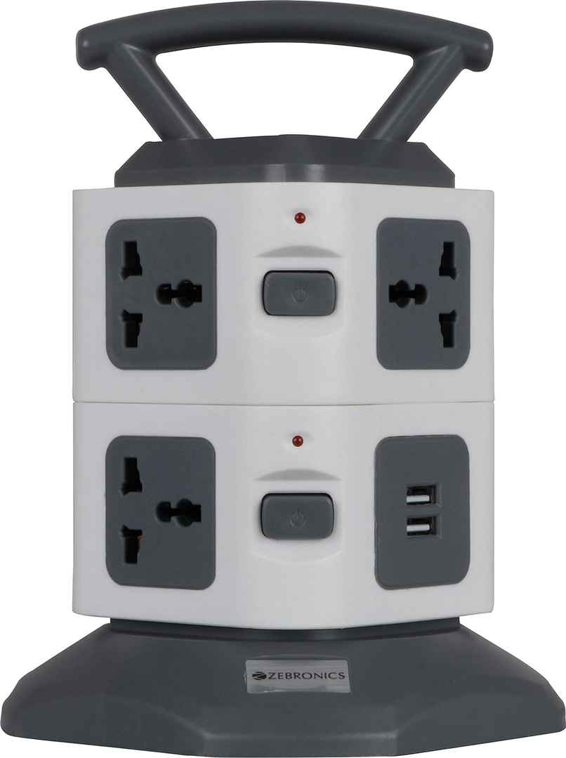Zebronics Ts3320 Usb Tower Extension Socket With 7 Universal Socket 2 Usb Ports 2.8M Cable 250V