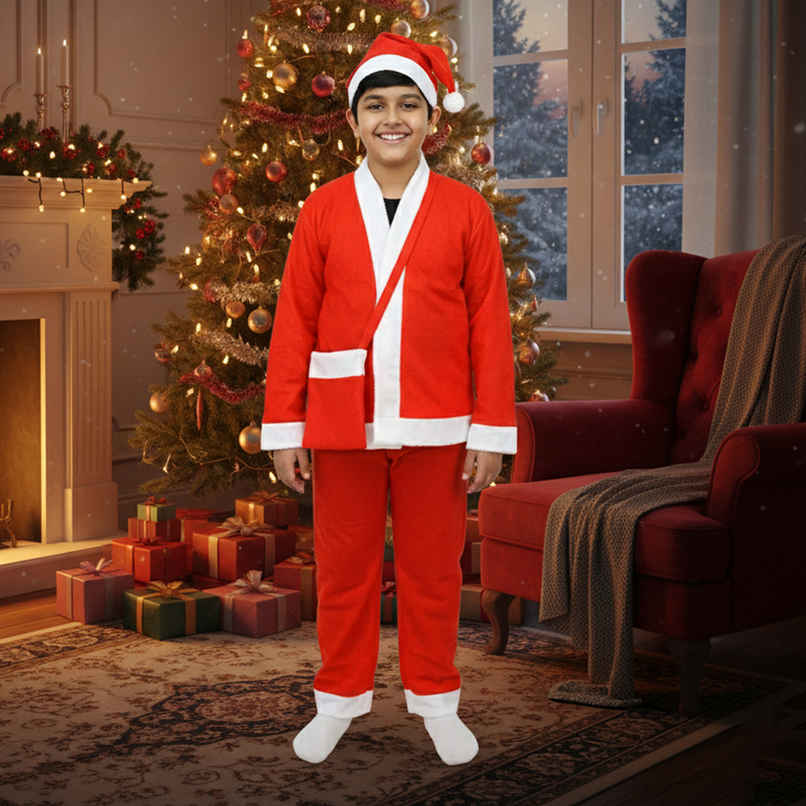 Santa Claus Kids Dress | 10-13 yrs | Comfortable Wear | Mad Over Print