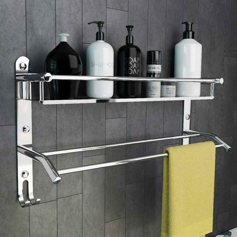 Lifelong Stainless Steel Wall Mounted Bathroom Shelf For Storage-Single Layer Cabinet Towel Holder Lifelong Stainless Steel Wall Mounted Bathroom Shelf For Storage-Single Layer Cabinet Towel Holder