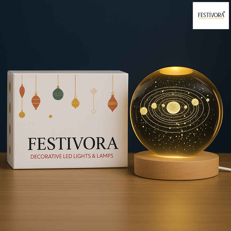 Festivora 3D Solar System Crystal Ball Night Led Lamp | Gifting | Home Decor Festivora 3D Solar System Crystal Ball Night Led Lamp | Gifting | Home Decor