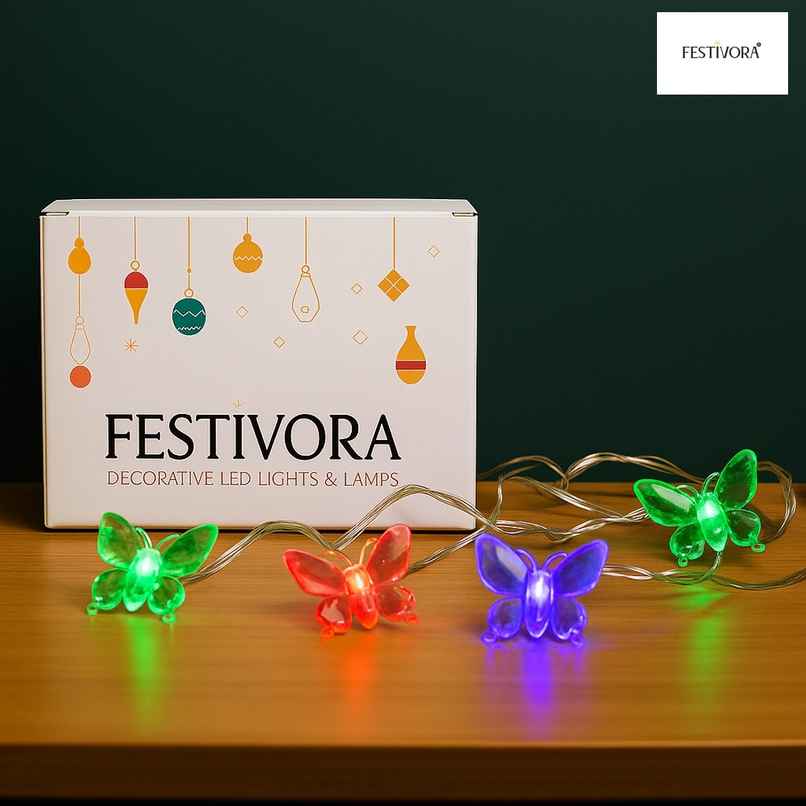 Festivora Butterfly Multicolor LED String lights | 14 LEDs | Festival & Room Decoration