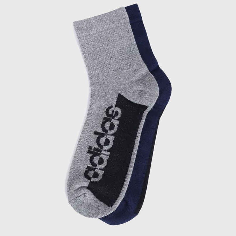 Adidas Men's Heel and Toe Cushion High Ankle Coll | One Size | Navy and Grey Melange