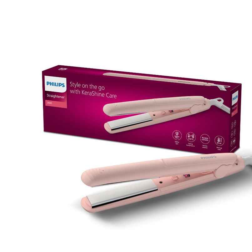 Philips India's No.1 Hair Styling Brand On- the- Go Hair Straightener | BHS286/00 | Pastel Pink