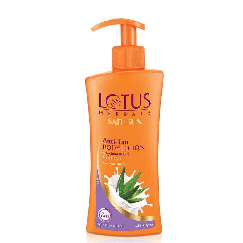Lotus Herbals Safe Sun Anti-Tan Bodylotion - Silky Smooth Care SPF 25 PA+++ With Aloe Vera Extracts Lotus Herbals Safe Sun Anti-Tan Bodylotion - Silky Smooth Care SPF 25 PA+++ With Aloe Vera Extracts