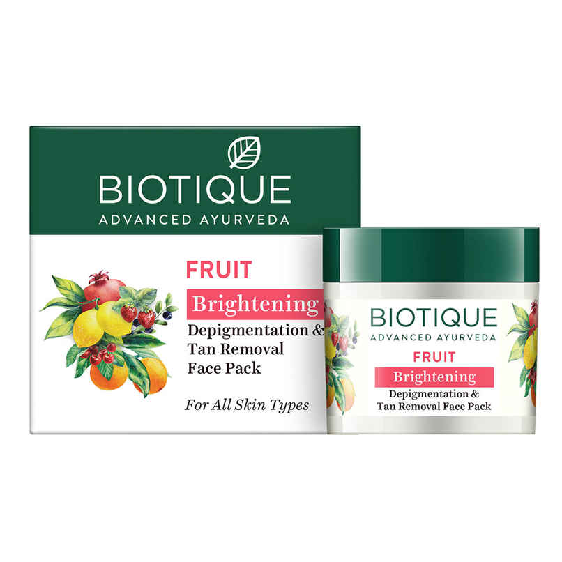 Biotique Fruit Brightening Depigmentation & Tan Removal Face Pack Jar