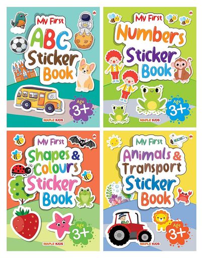 My First Sticker Books - Alphabet, Numbers, Shapes, Colours, Animals (Set of 4 Books)