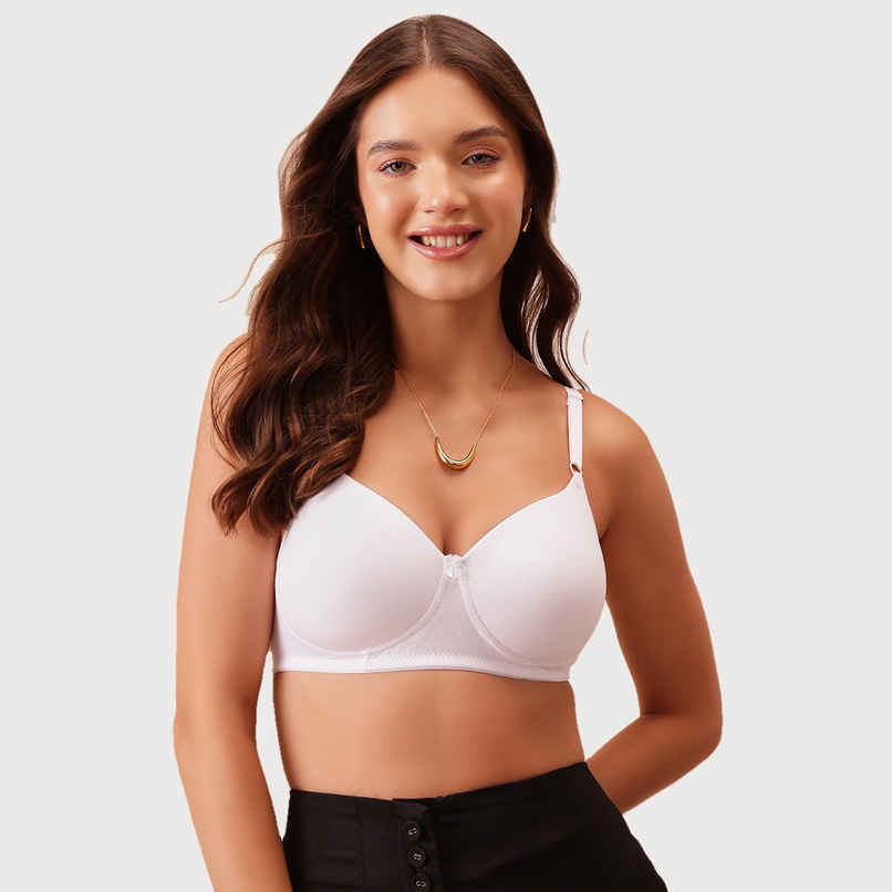 Clovia Women Padded Non-Wired Full Coverage T-Shirt Bra - Cotton Rich | White | 32C