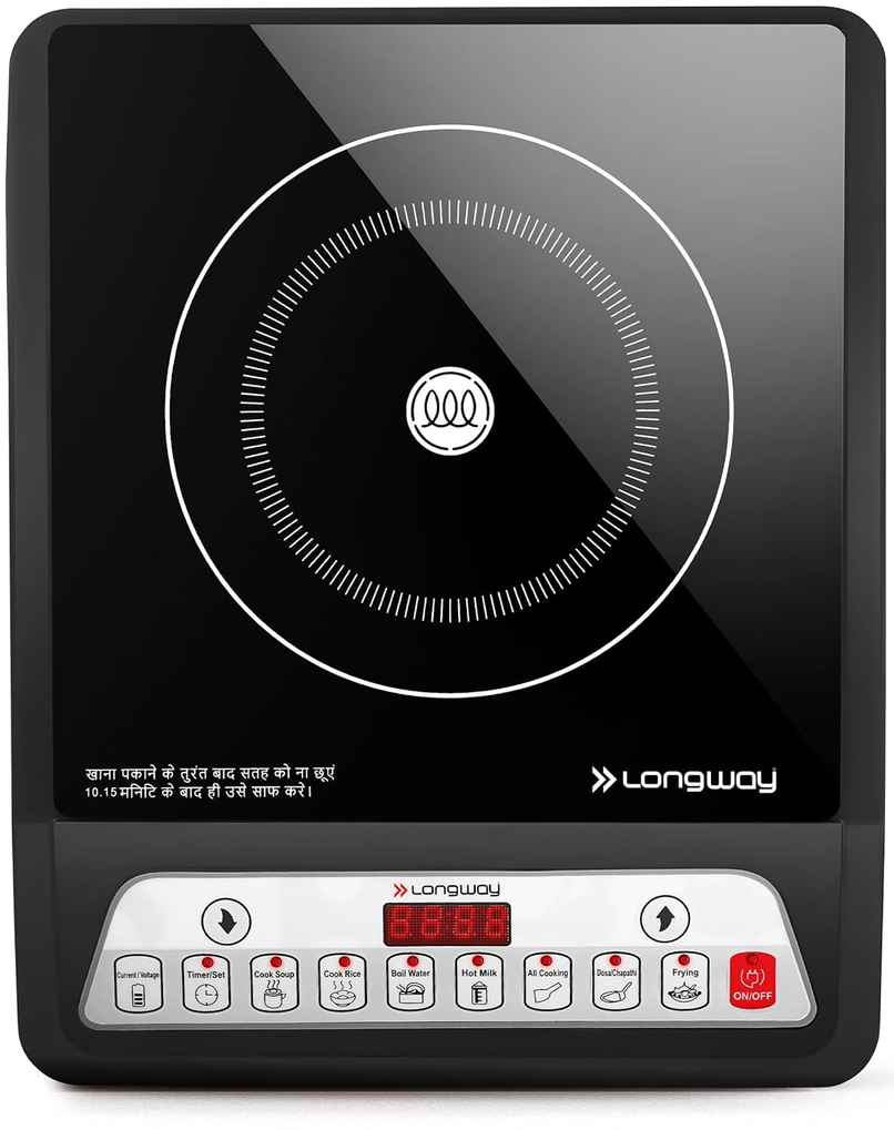 Longway Elite Plus IC 2000 Watt Induction Cooktop with Auto Shut-Off & Over-Heat Protection With 8 Cooking Mode - Black