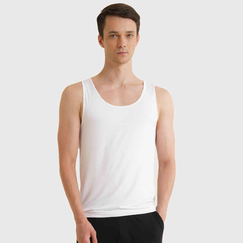 DaMENSCH Men's Super - Soft Bamboo Round Vest | White - M DaMENSCH Men's Super - Soft Bamboo Round Vest | White - M