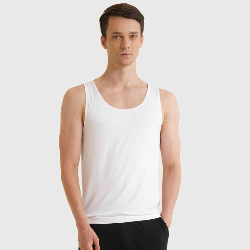 DaMENSCH Men's Super-Soft Bamboo Round Vest | White - L DaMENSCH Men's Super-Soft Bamboo Round Vest | White - L