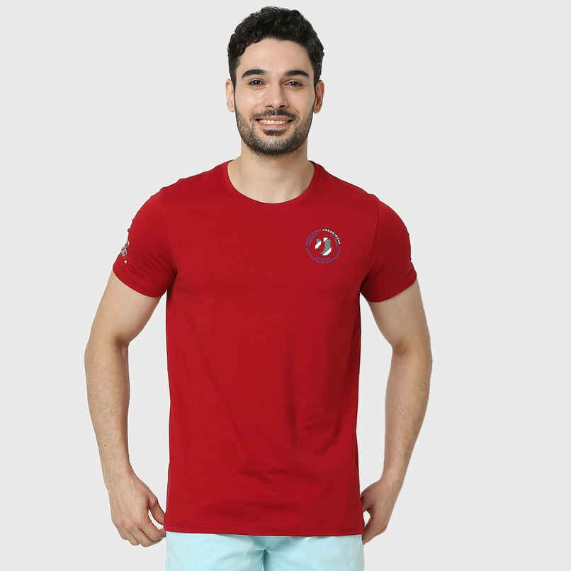 Men's Round Regular Fit Solid T Shirt