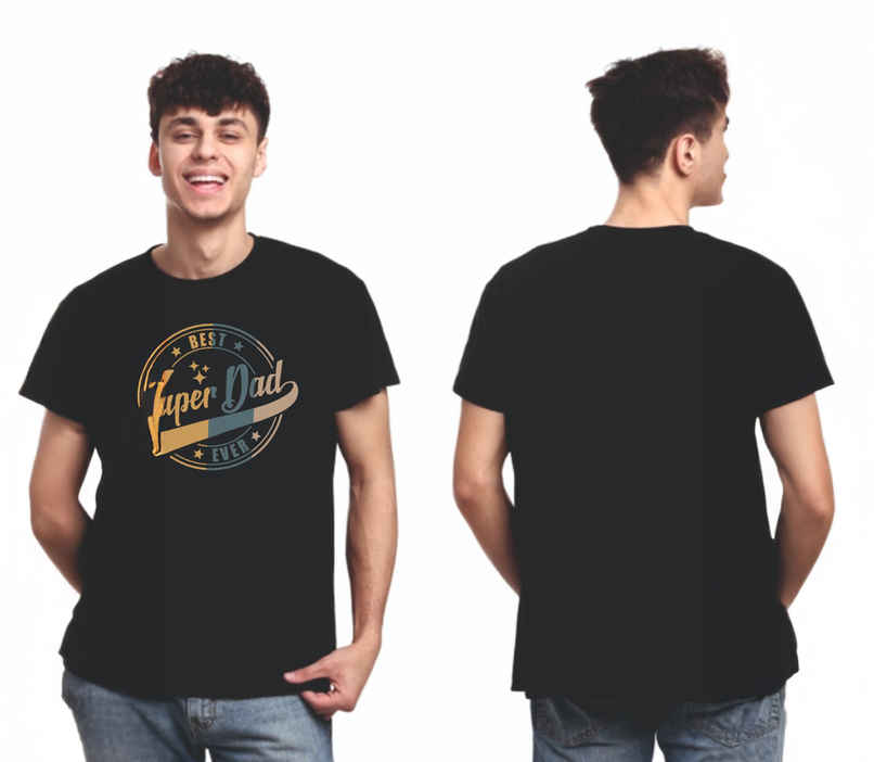 Gcyx Men's Super Dad Printed T-shirt | Black - XL