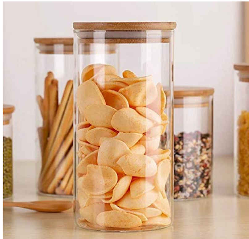Soham Housewares Air Tight Glass Container With Wooden Lid- 320 ml (Thermacolpack)