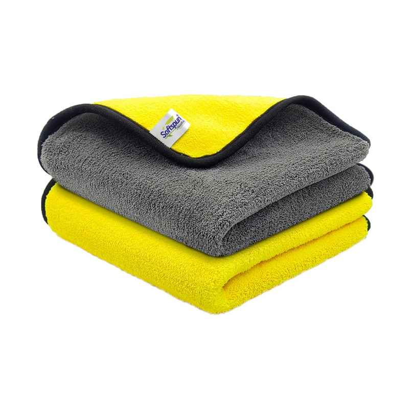 Softspun Microfiber Cleaning Cloths (900 GSM, 40x40cm, 2pc, Yellow/Grey) Softspun Microfiber Cleaning Cloths (900 GSM, 40x40cm, 2pc, Yellow/Grey)