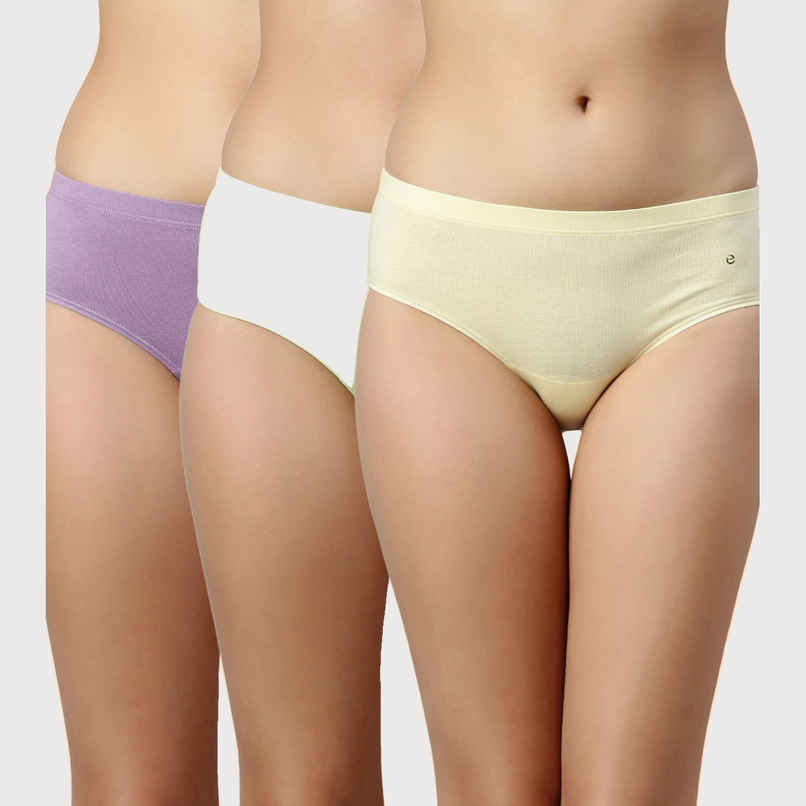 Enamor Women's CR17 Stretch Cotton Hipster Panty | Mid Waist | PO3 | Assorted | L
