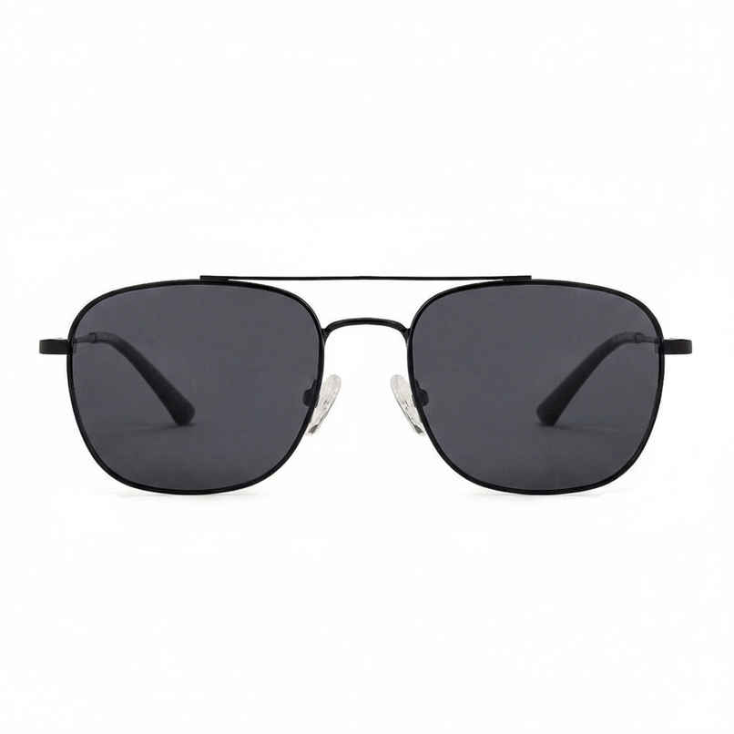 Vincent Chase By Lenskart Unisex Solid Plastic Square Sunglasses | Black and Grey - L