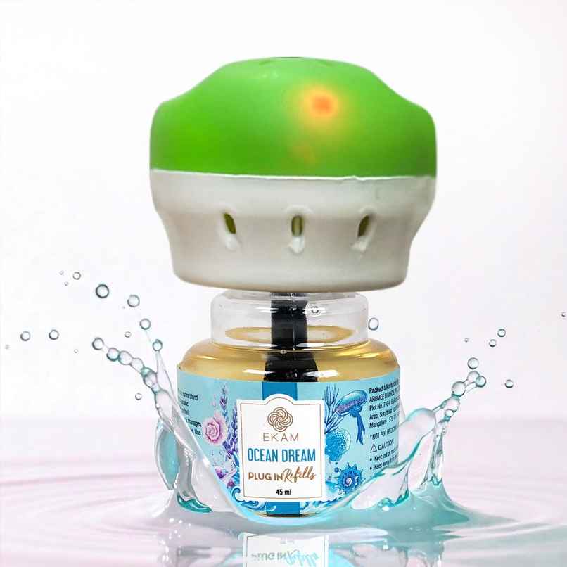 Ekam Ocean Dream Scented Plug In Air Freshener Kit | 1 x Machine + 1 x Refill Bottle