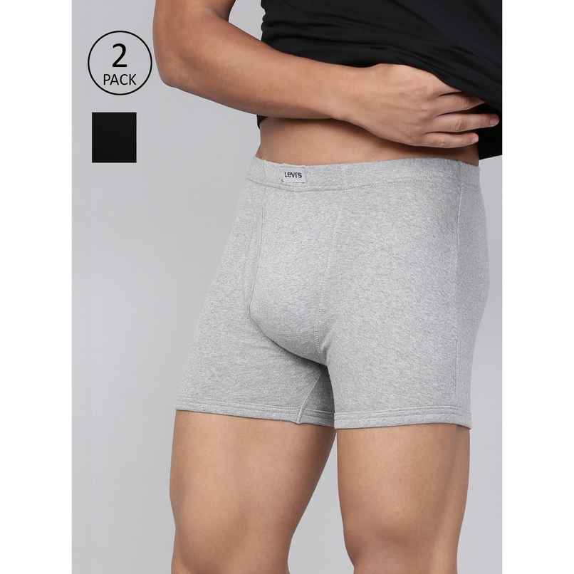 Levi's 010 Men's Comfort Boxer Brief | Contoured Double Pouch | Pack of 2 | Lt. Grey Mel,Black | M